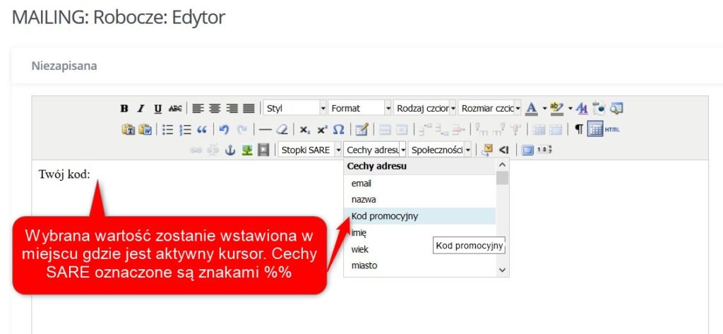 Personalizacja - kod tekstowy