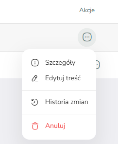 Akcje dostępne dla zaplanowanej kampanii