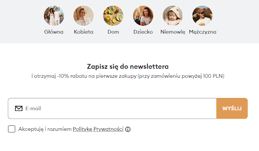 Zapis do newslettera sklepu internetowego marki Sinsay